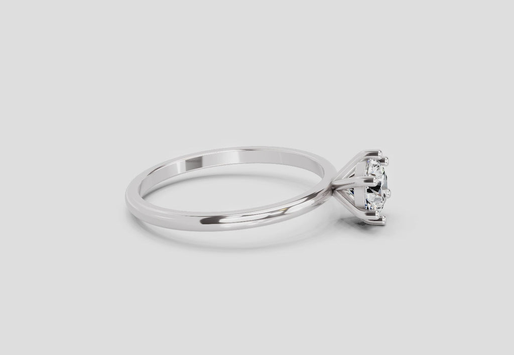 6 Prong Solitaire Ring | 14K White Gold