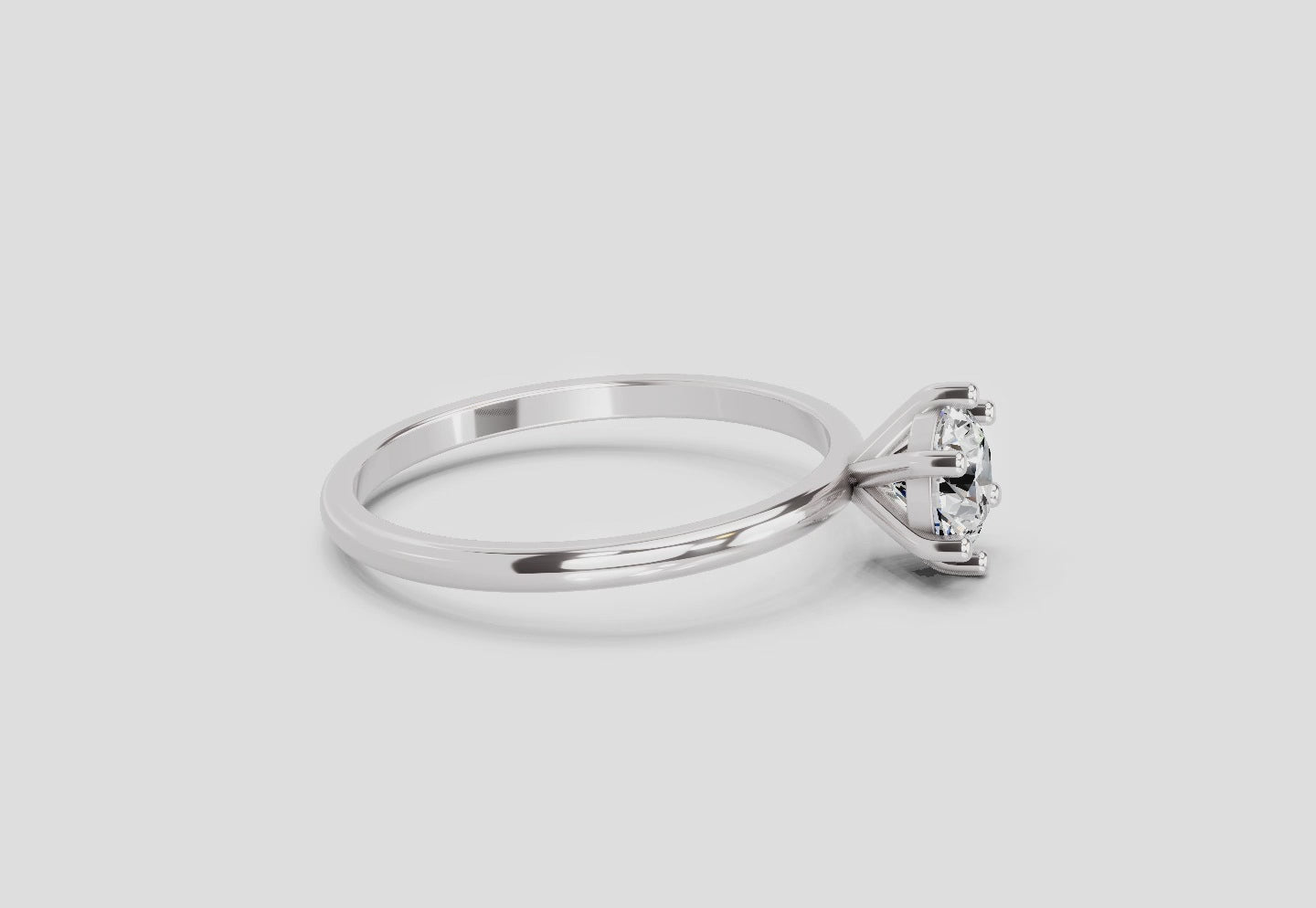 6 Prong Solitaire Ring | 14K White Gold