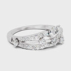 0.58 Carat Pear & Round Shape Diamond Multi-Row Bypass Ring | 14K White Gold