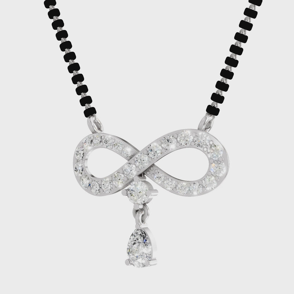 1.35 Carat Pear & Round Shape Diamond Infinity Mangalsutra| 14K Yellow Gold