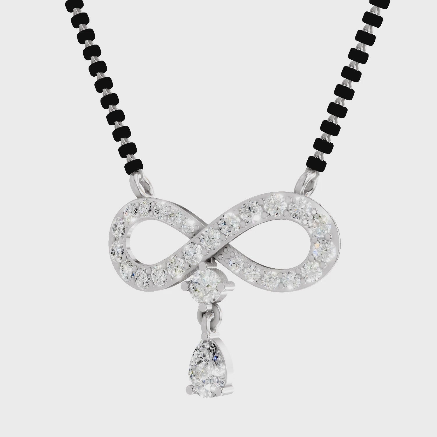 1.35 Carat Pear & Round Shape Diamond Infinity Mangalsutra| 14K Yellow Gold