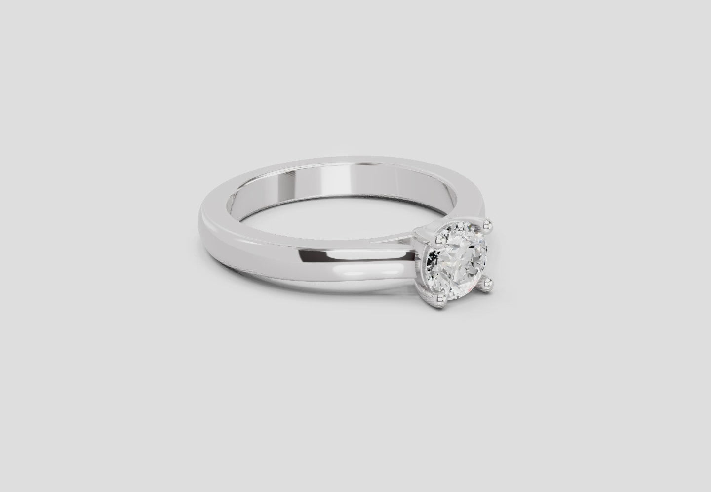 0.7 Ct Round Solitaire Ring  14K White Gold