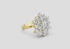 3.18 Ct Round Shape Flower Diamond Ring | 14K Yellow Gold