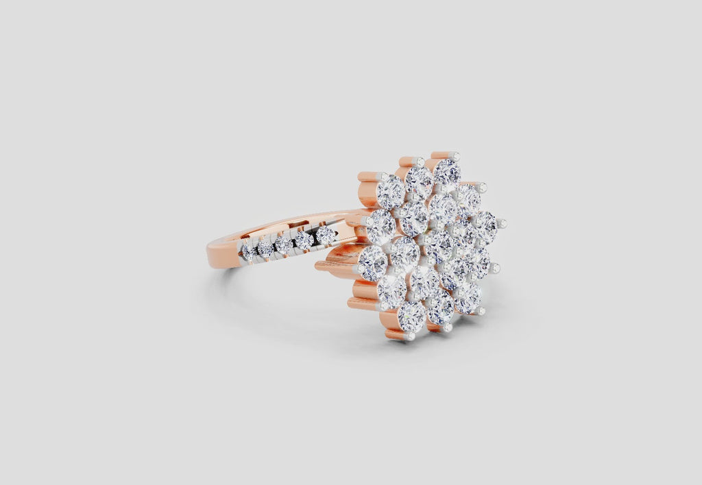 0.93 Carat Snowfall Cluster Promise Engagement Ring | 14K Rose Gold