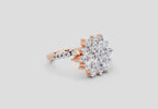 0.93 Carat Snowfall Cluster Promise Engagement Ring | 14K Rose Gold