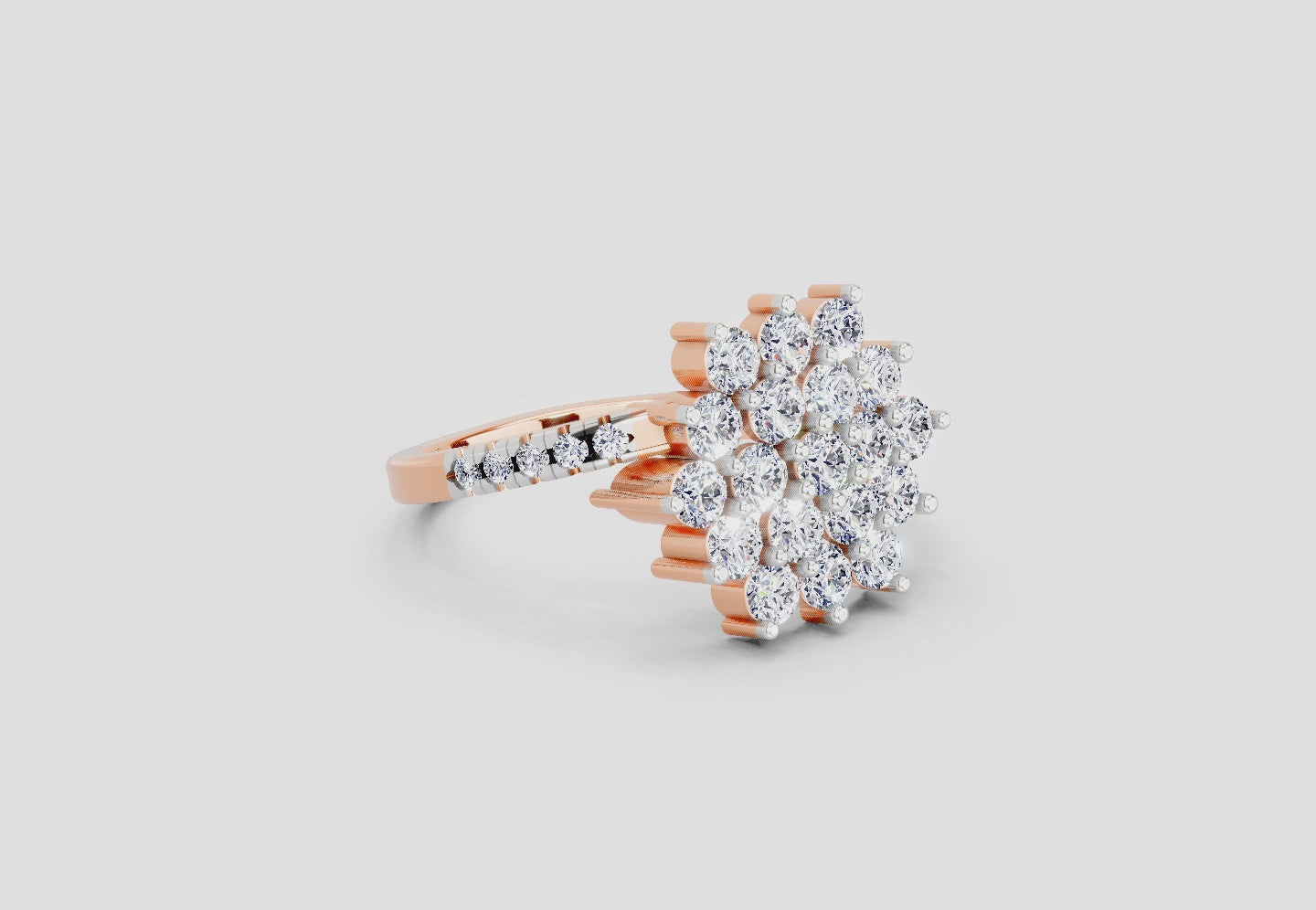 0.93 Carat Snowfall Cluster Promise Engagement Ring | 14K Rose Gold