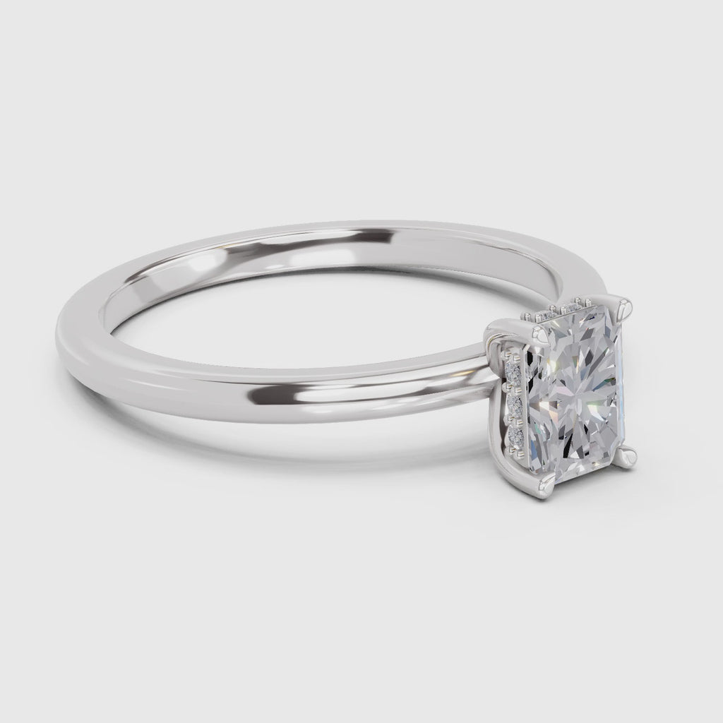 1.05 Ct Radiant Shape Solitaire Diamond Ring| 14K White Gold