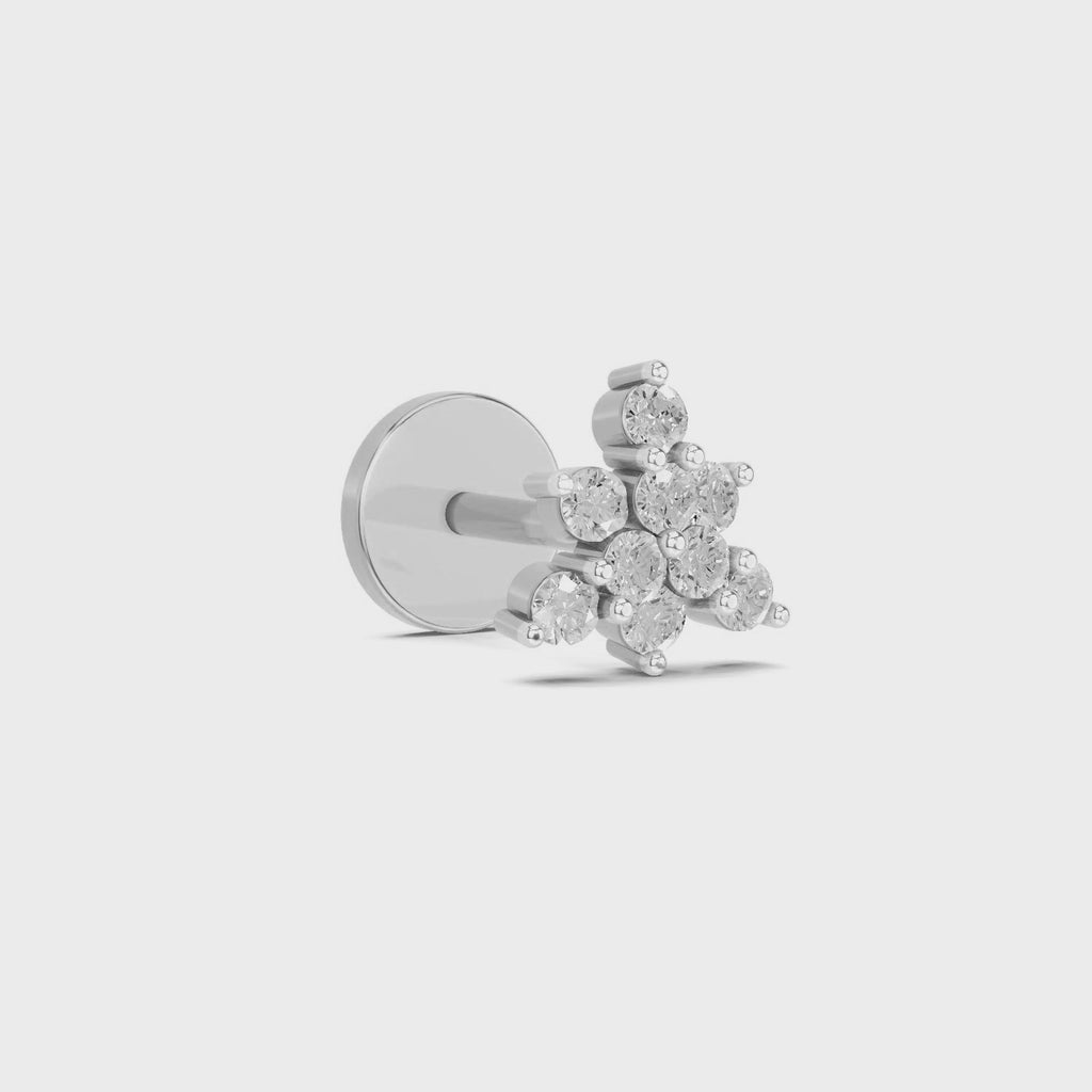 Floral Nosepin 0.11 Ct | 14Kt Yellow Gold