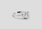 1.71 Ct Round Side Stone Engagement Ring | 14K White Gold