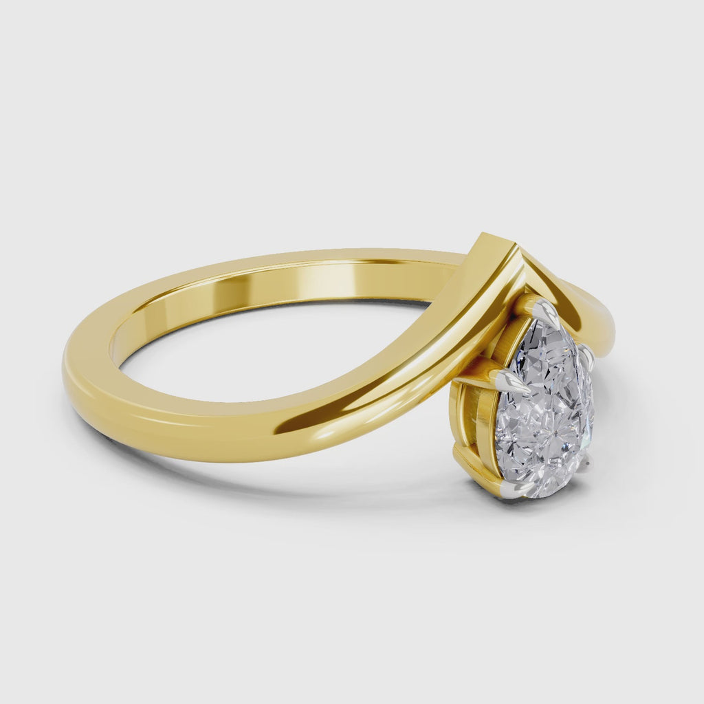 0.5 Ct Pear Shape Solitaire Diamond Ring| 14K Yellow Gold