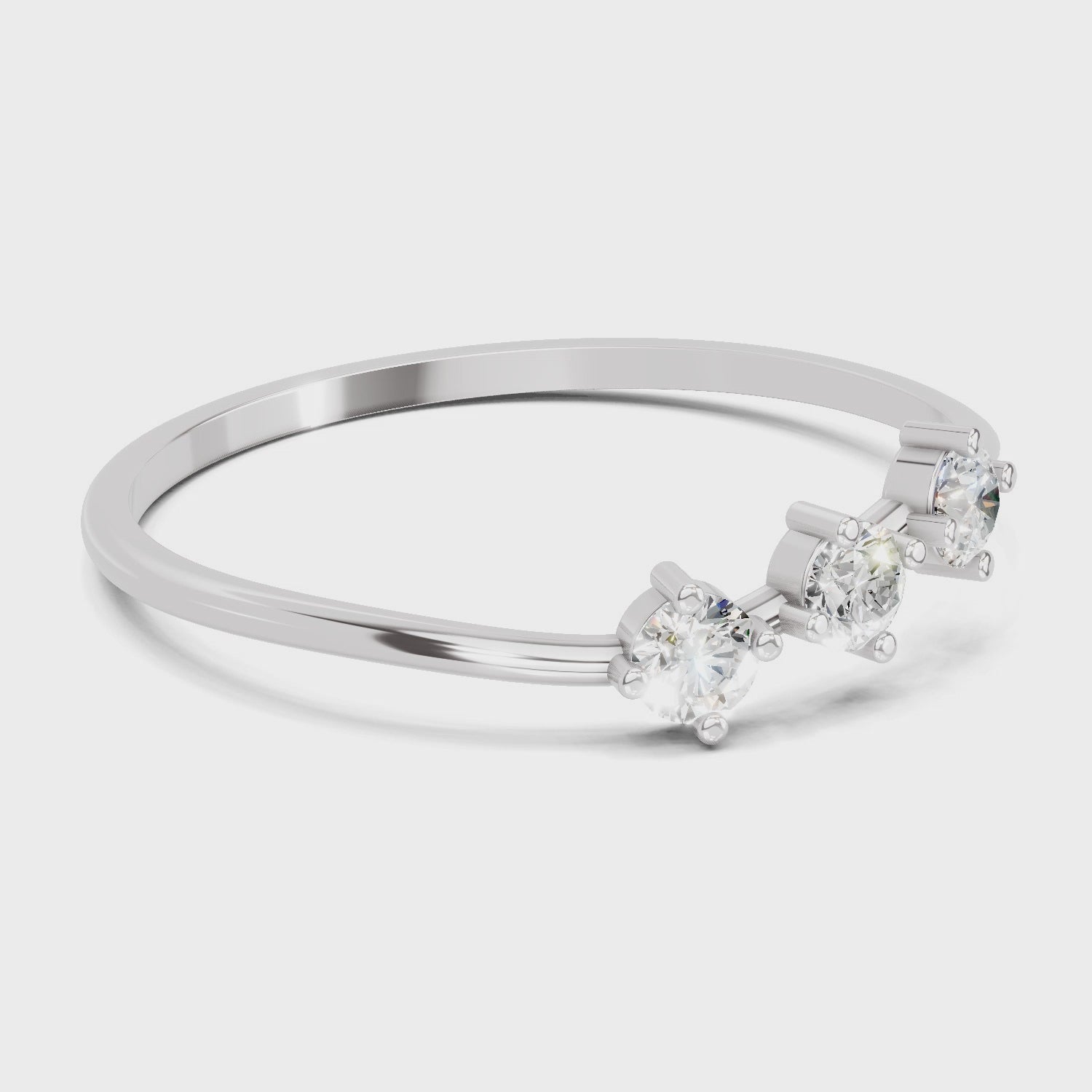 0.18 Carat Trinity Gleam Diamond Engagement Ring | 14K White Gold