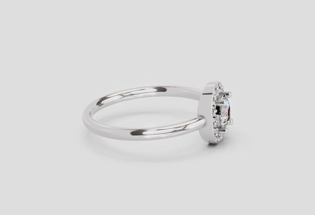 0.70 Cushion Shape Center Diamond Halo Ring | 14K White Gold