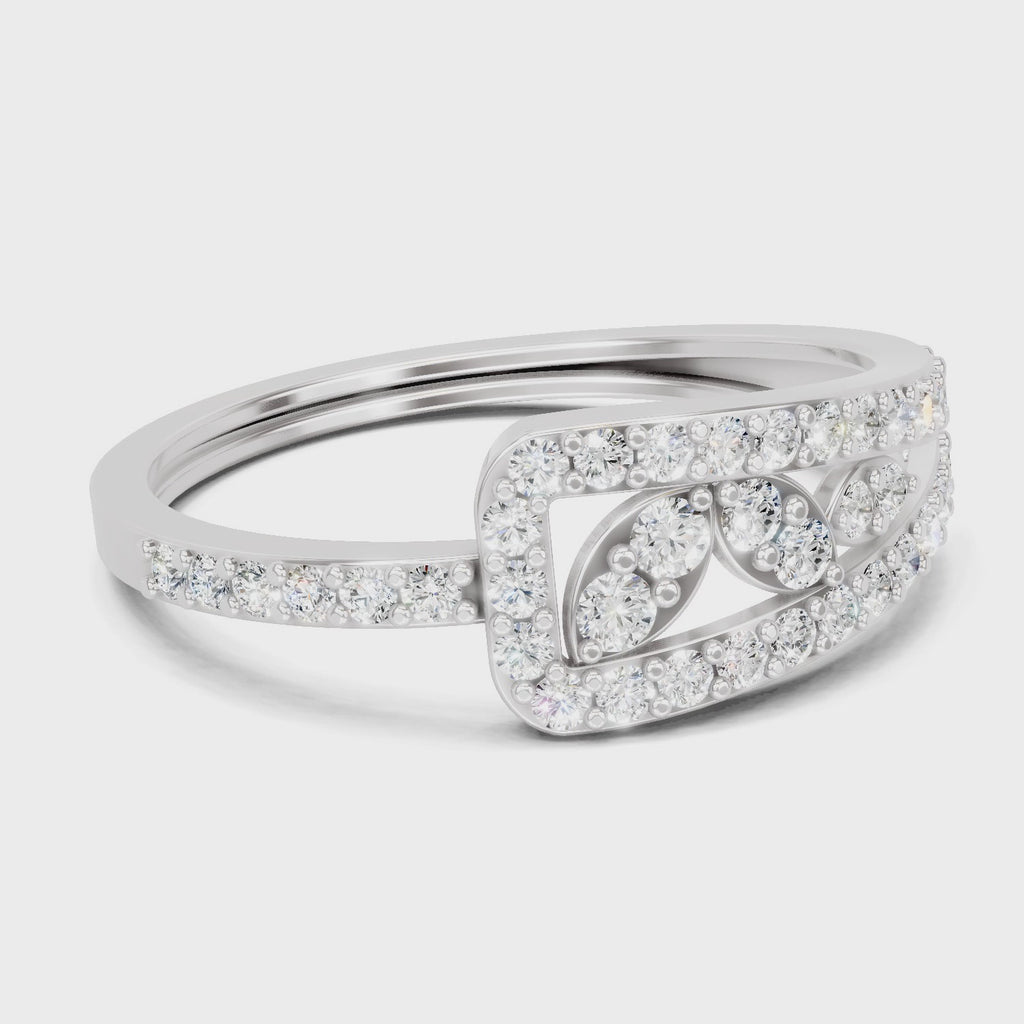 0.49 Carat Round Shape Diamond Cluster Ring | 14K White Gold