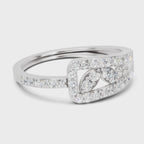 0.49 Carat Round Shape Diamond Cluster Ring | 14K White Gold