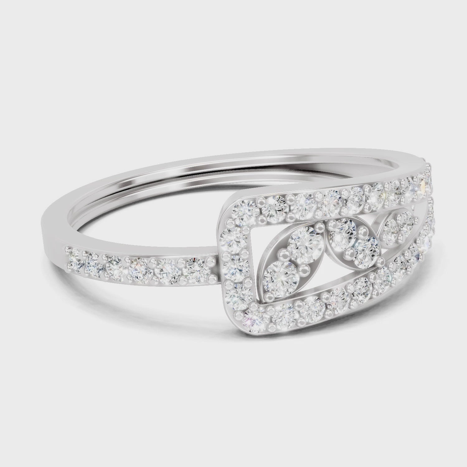 0.49 Carat Round Shape Diamond Cluster Ring | 14K White Gold