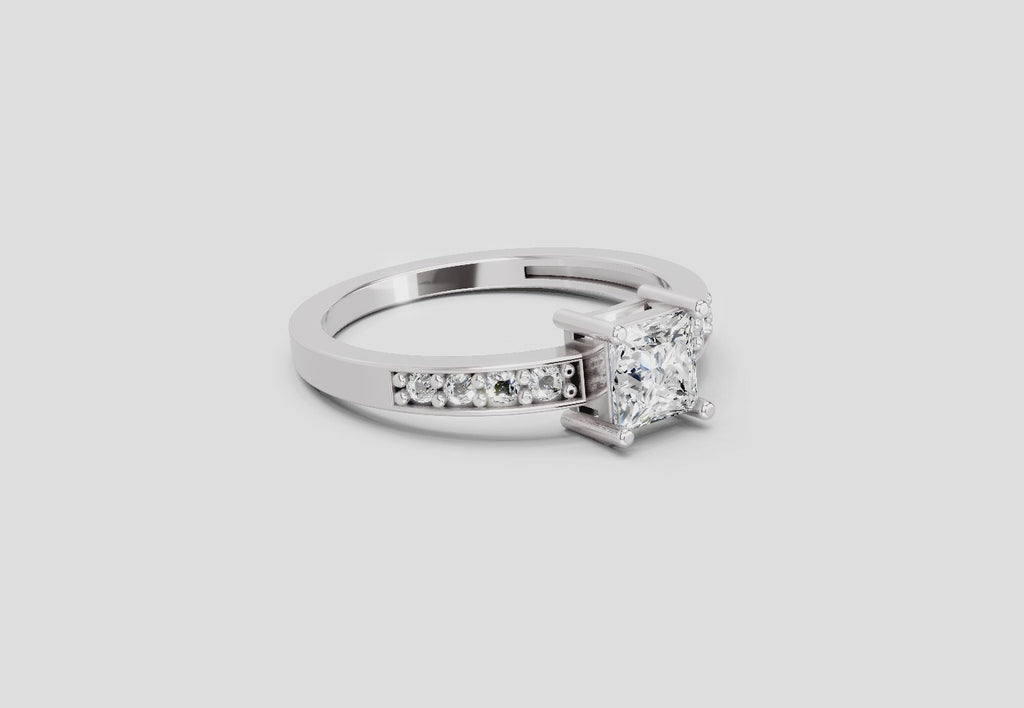 0.94 Ct Princess Solitaire Ring | 14K White Gold