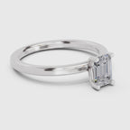 0.75 Ct Emerald Shape Solitaire Diamond Ring| 14K White Gold