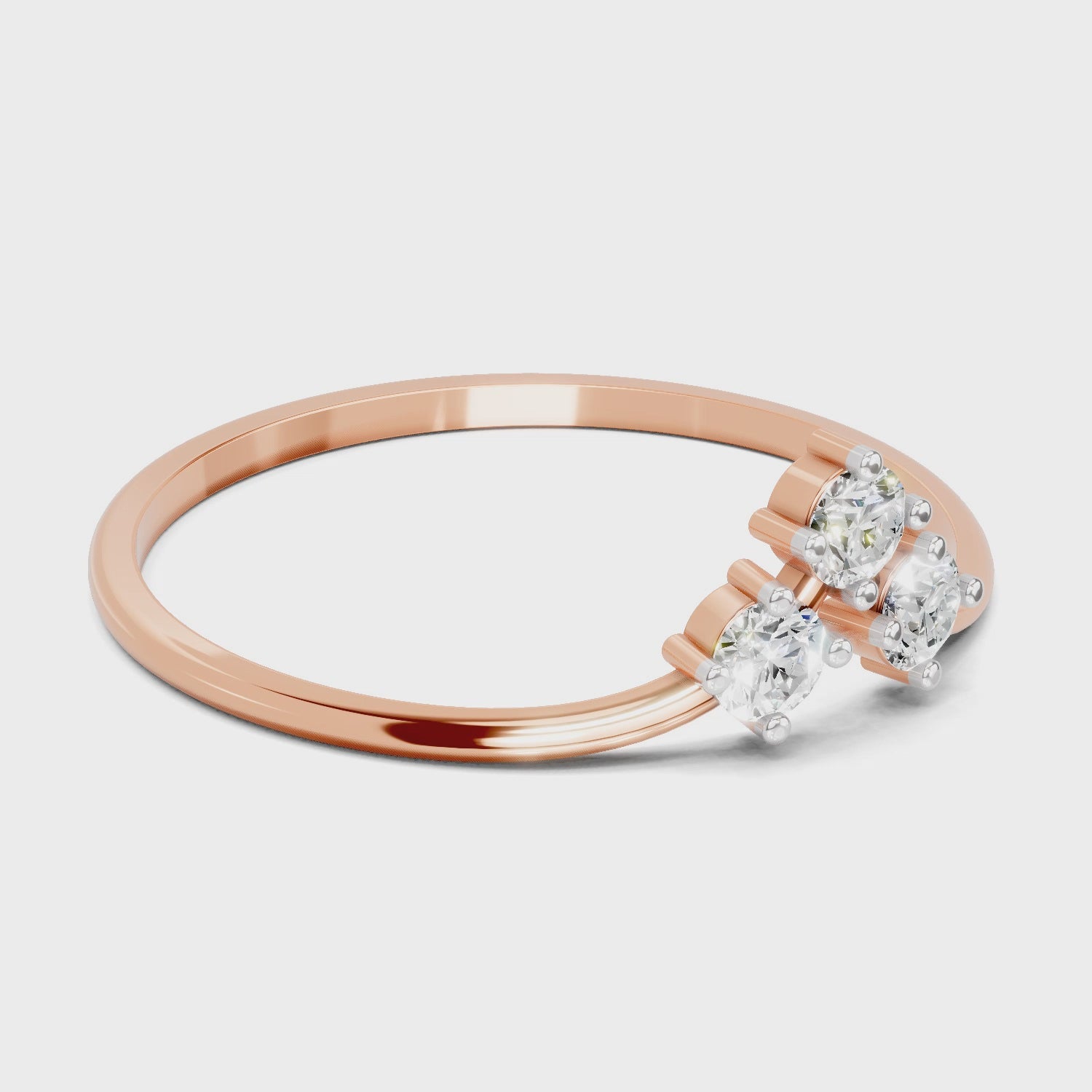 0.18 Carat Trinity Diamond Engagement Ring | 14K Rose Gold