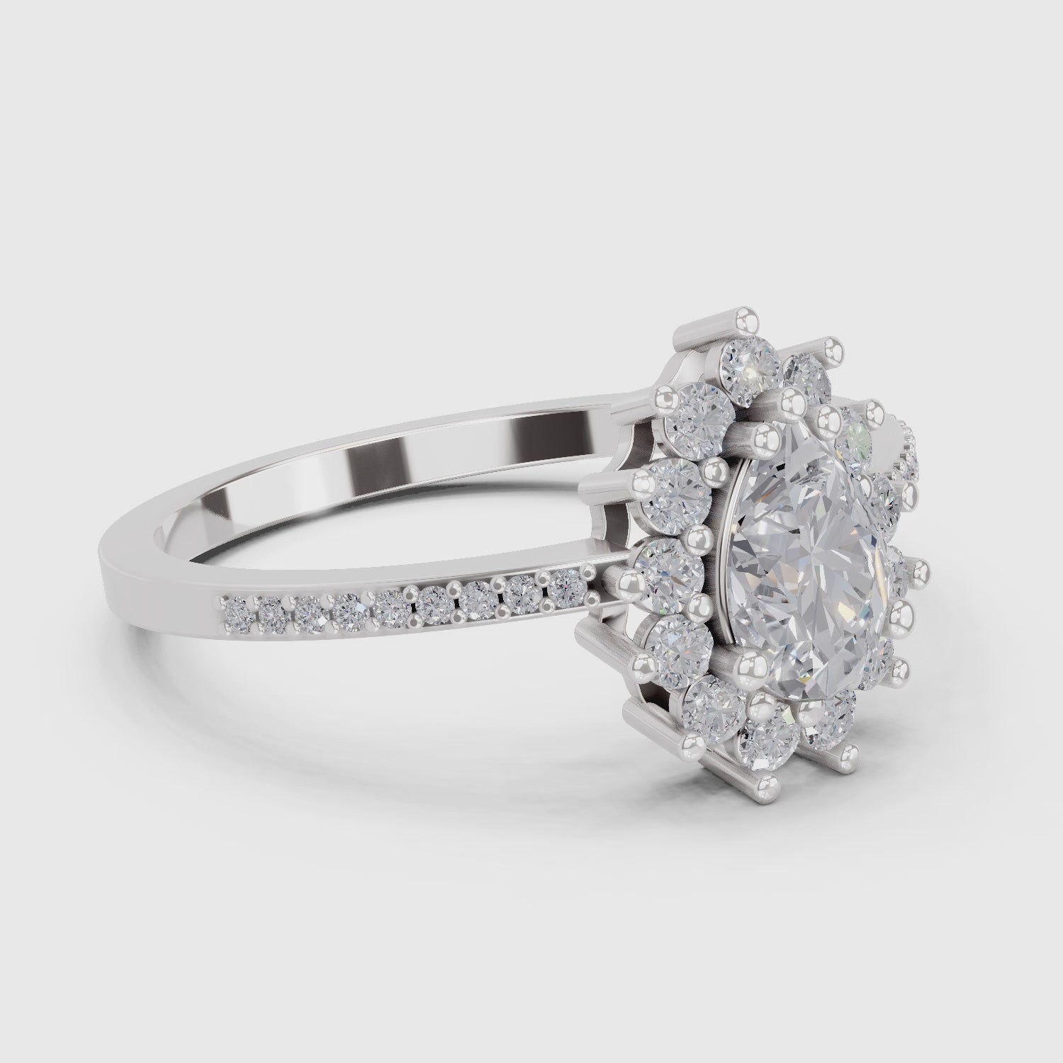 0.64 Carat Pear Shape Halo Engagement Ring | 14K White Gold