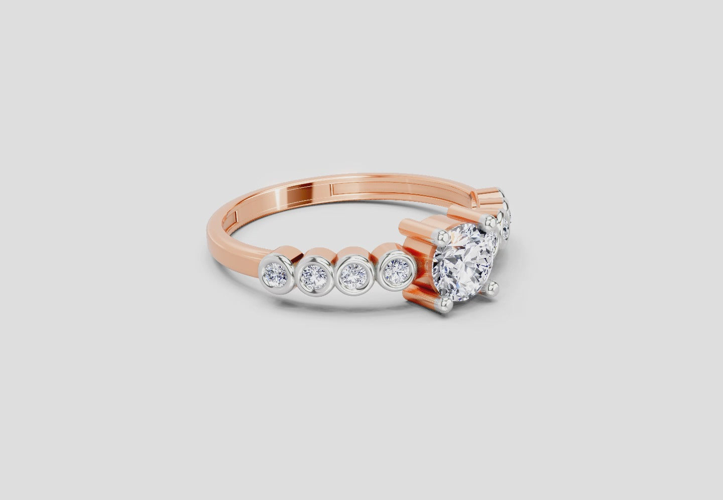 0.55 Carat Round Shape Diamond Ring | 14K Rose Gold