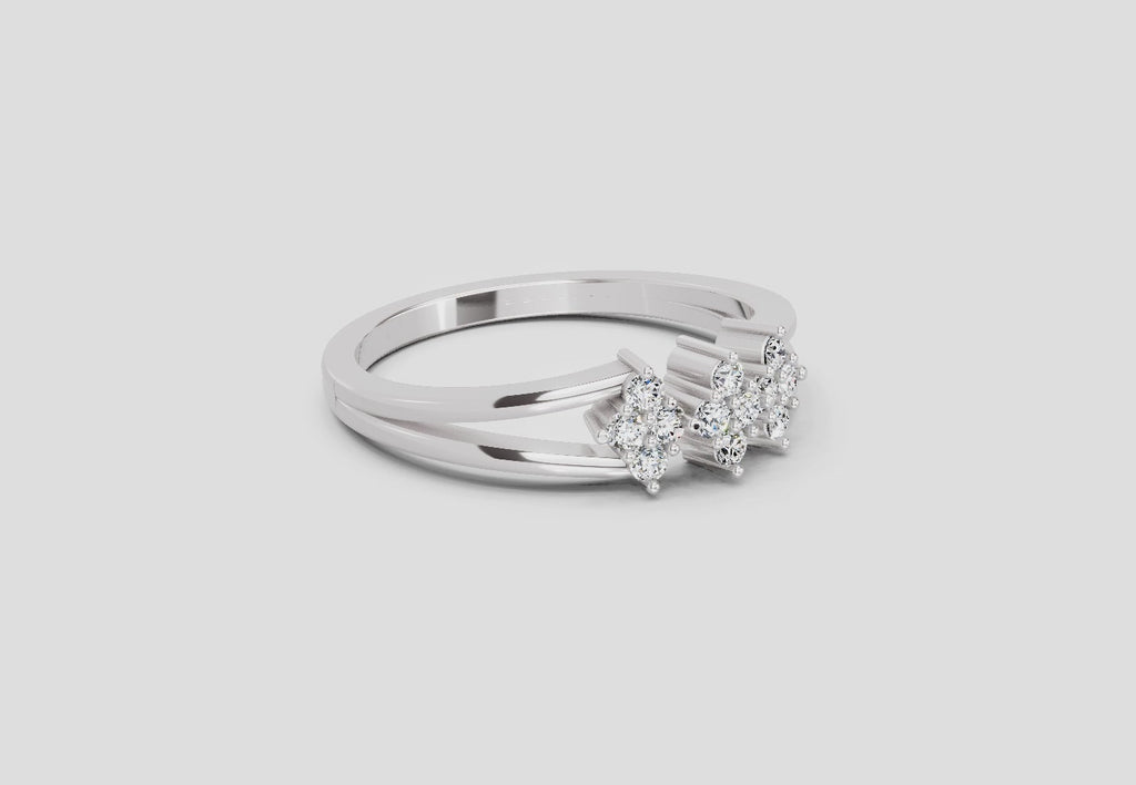 0.14 Ct Round Shape Diamond Cluster Ring | 14K White Gold