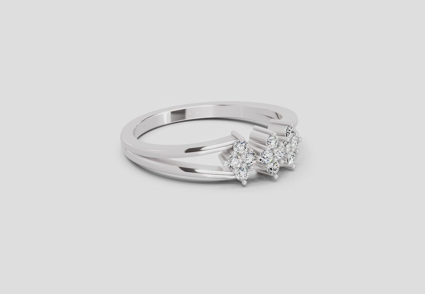 0.14 Ct Round Shape Diamond Cluster Ring | 14K White Gold