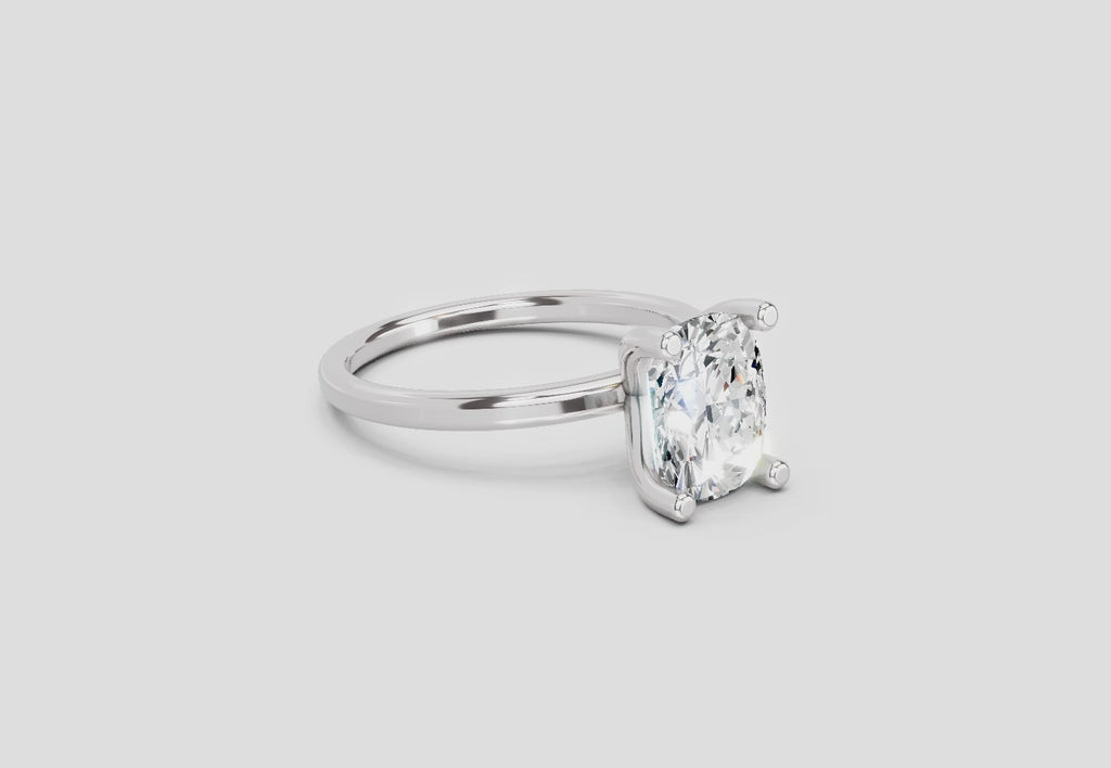 2.13 Carat Cushion Shape Solitaire Diamond Ring | 14K White Gold
