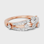 0.58 Carat Pear & Round Shape Diamond Multi-Row Bypass Ring | 14K Rose Gold
