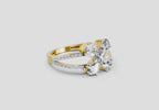 1.38 Ct Pear Shape Diamond Clover Ring | 14K Yellow Gold