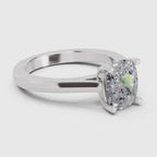 3 Ct Cushion Shape Solitaire Diamond Ring| 14K White Gold