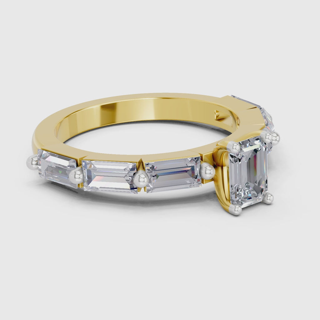 1.4 Ct Emerald Shape Solitaire Diamond Ring| 14K Yellow Gold