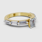1.4 Ct Emerald Shape Solitaire Diamond Ring| 14K Yellow Gold