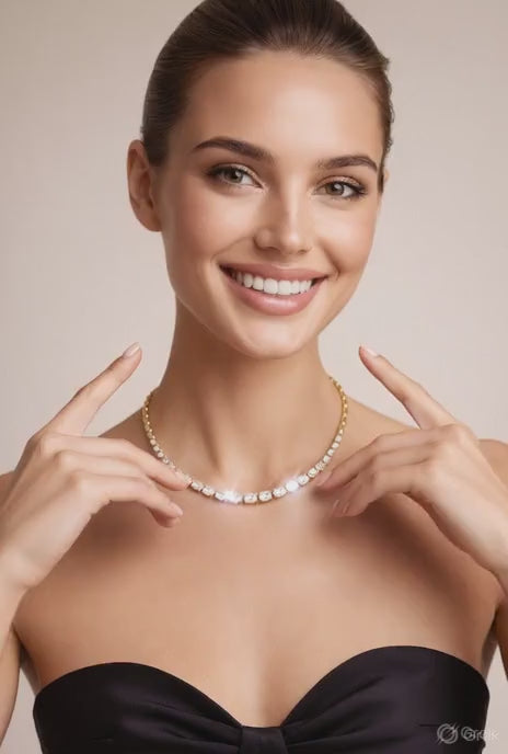 Celestia Oval Diamond Graduated Necklace