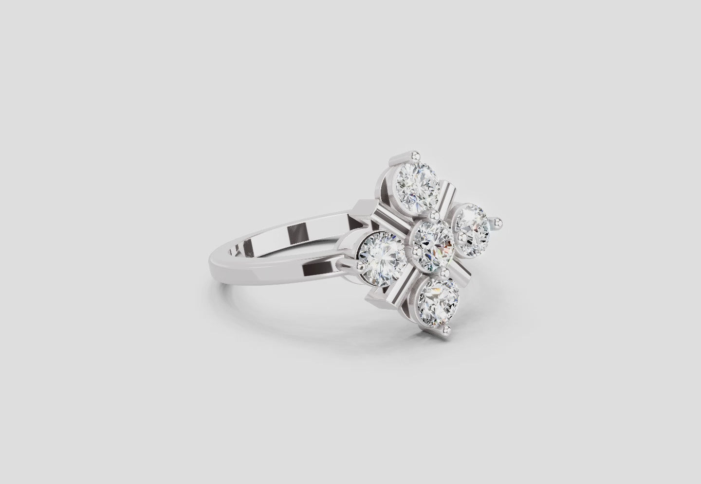 0.80 Ct Round Shape Cluster Ring | 14K White Gold