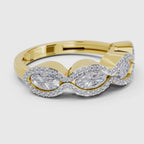 1.64 Carat Oval Shape Halo Wave Engagement Ring | 14K Yellow Gold
