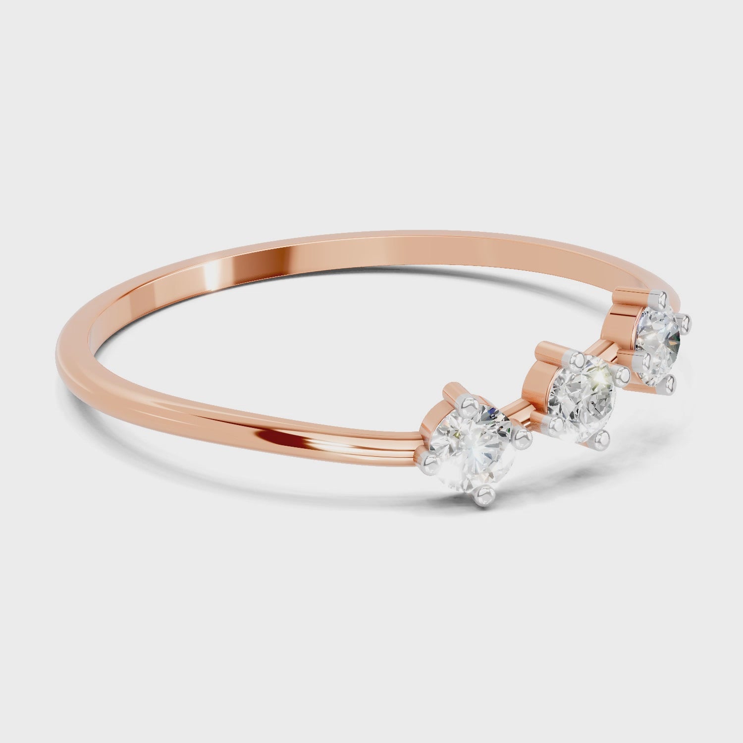 0.18 Carat Trinity Gleam Diamond Engagement Ring | 14K Rose Gold