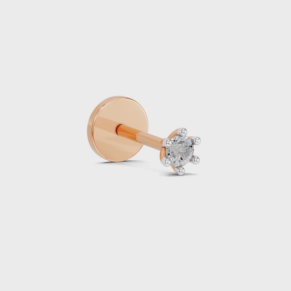 0.05 Ct Solitaire Round Shape Nose Pin | 14K Yellow Gold