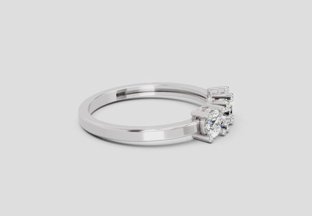 3 Stone 0.75 Ct  Round Shape Diamond | 14K White Gold