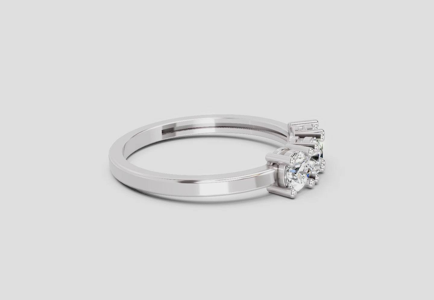 3 Stone 0.75 Ct  Round Shape Diamond | 14K White Gold