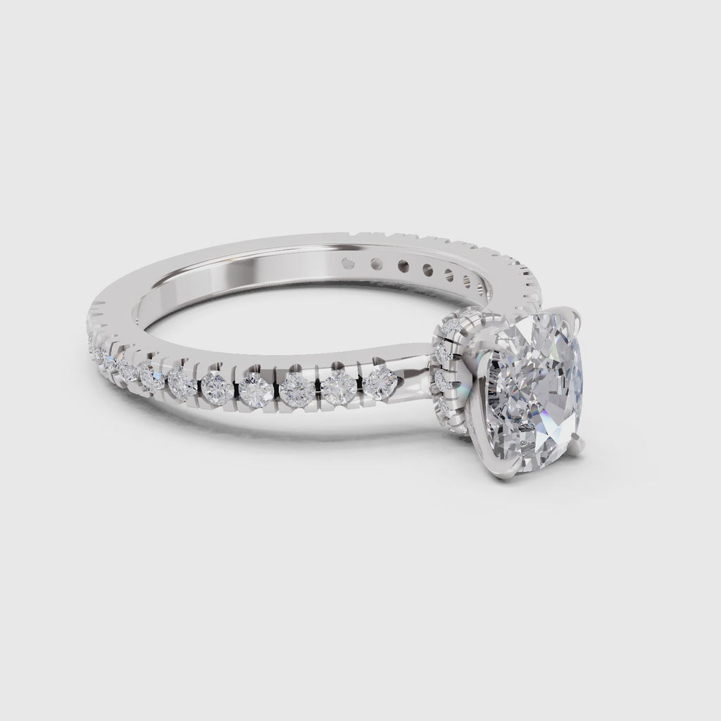 1.41 Ct Cushion Shape Solitaire Diamond Ring| 14K White Gold