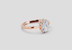 0.77 Ct Oval Shape Halo Diamond Engagement  Ring | 14K Rose Gold