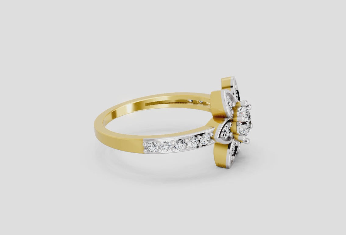 Floral Halo 0.84 Round Shape Diamond | 14K Yellow Gold
