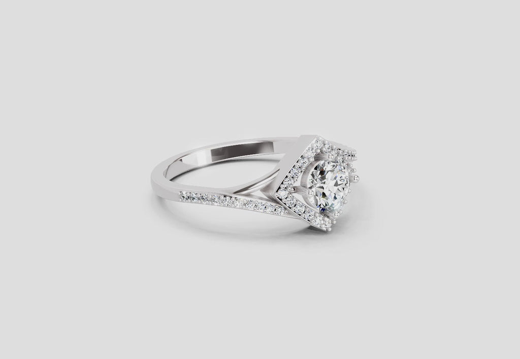 0.67 Ct Round Shape Diamond Engagement Ring | 14K White Gold