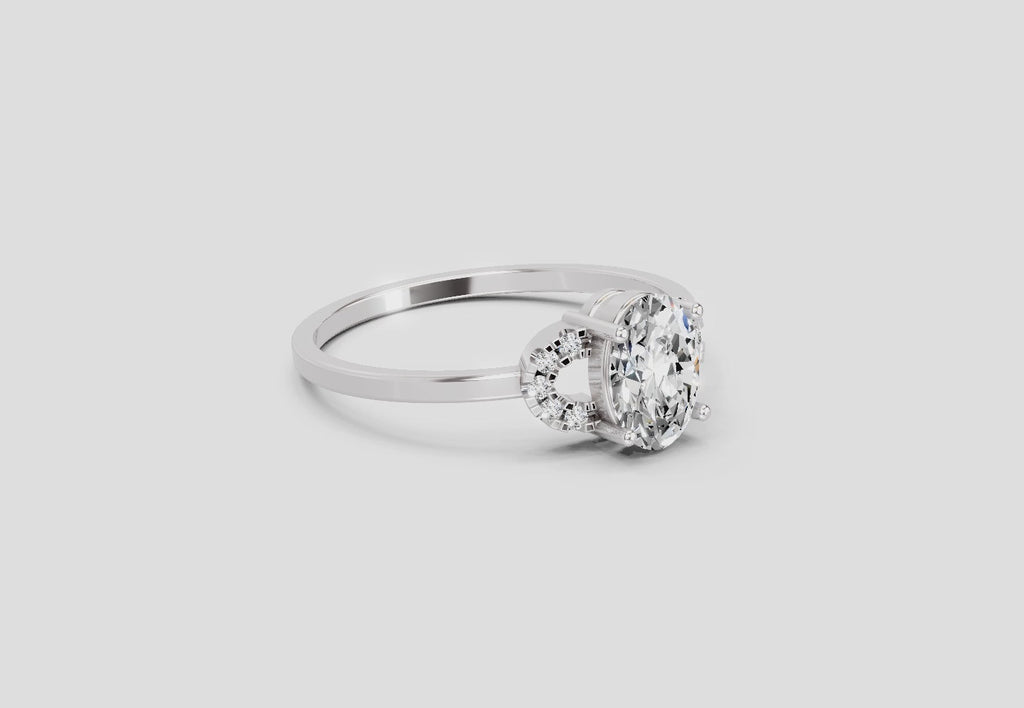 1.11 Carat Lunar Halo Promise  Engagement Ring | 14K White Gold