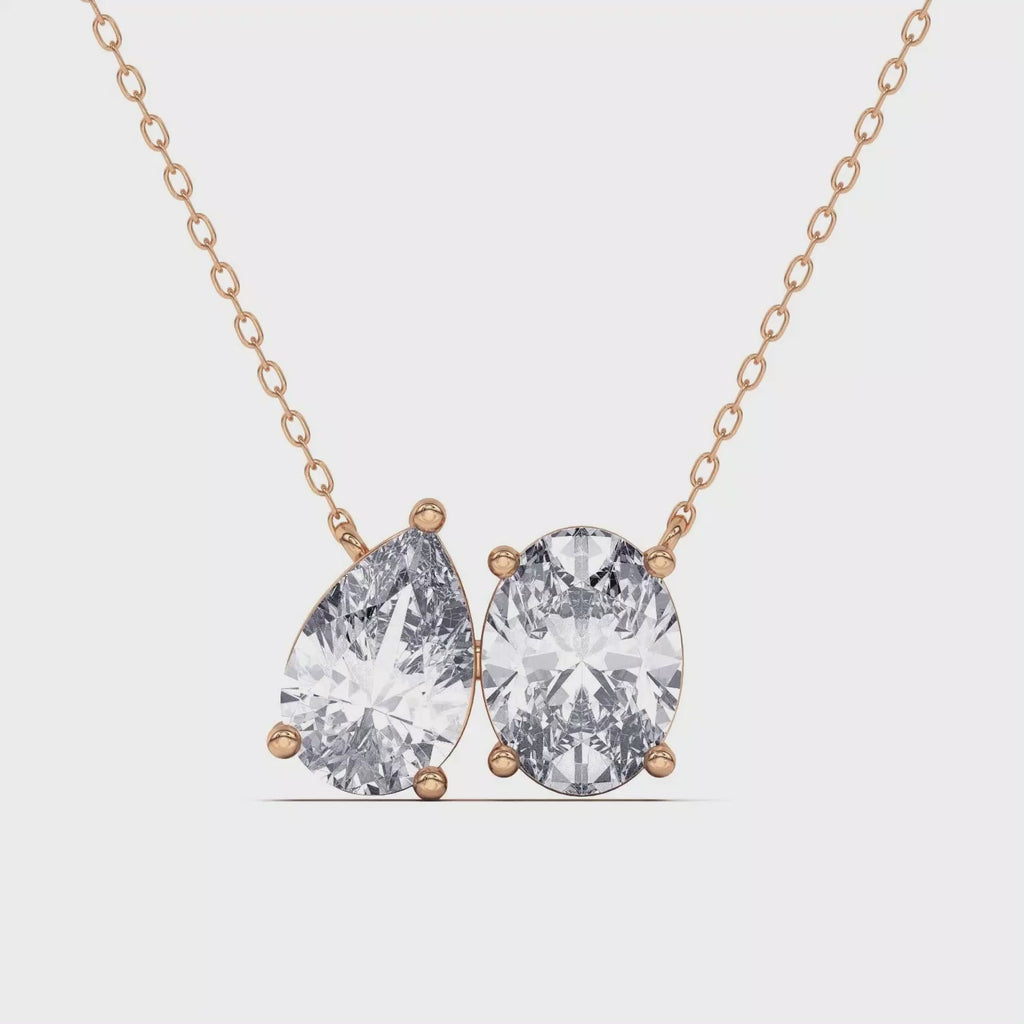 2 Ct Pear & Oval Shape Diamond Fashion Necklace | 14K Yellow Gold