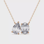 2 Ct Pear & Oval Shape Diamond Fashion Necklace | 14K Yellow Gold