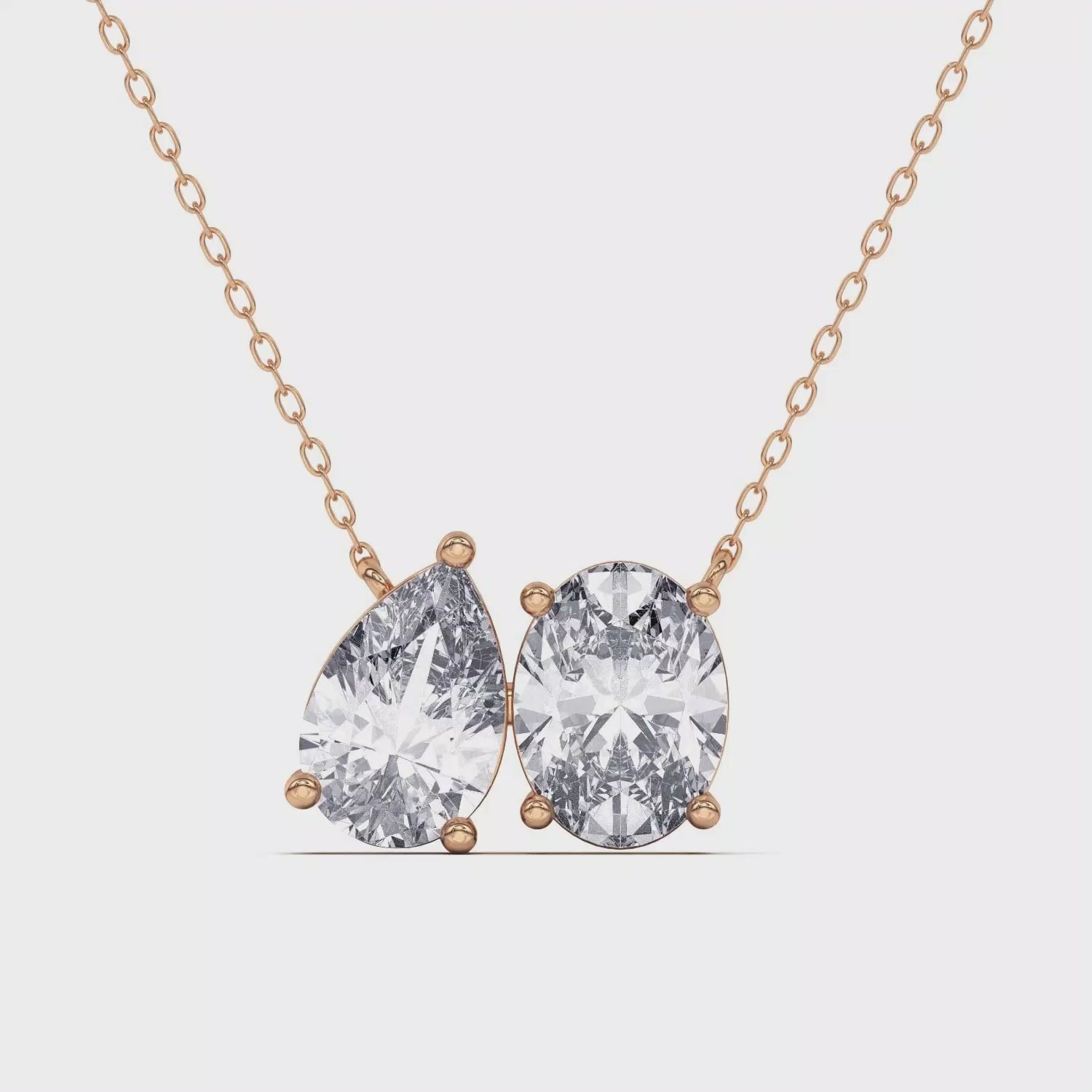 2 Ct Pear & Oval Shape Diamond Fashion Necklace | 14K Yellow Gold