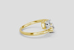 1 Ct Round Shape Diamond Two-Stone Open Ring | 14K Yellow Gold