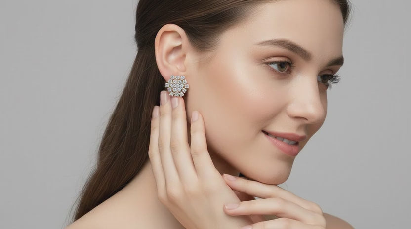 0.35 Ct Round Cluster Stud Earrings | 14K Yellow Gold