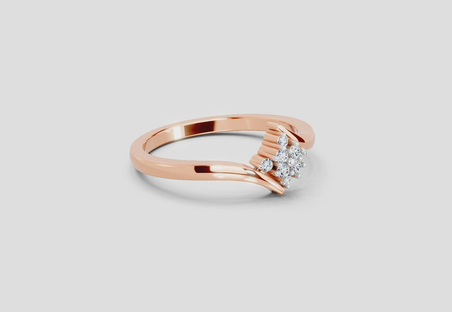 0.09 Ct Round Shape Diamond Cluster Ring | 14K Rose Gold